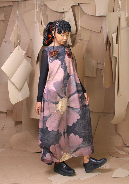 Vine Dress in Preserved Cosmos Print