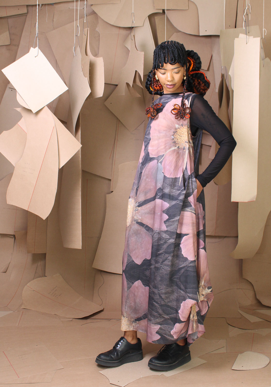 Vine Dress in Preserved Cosmos Print
