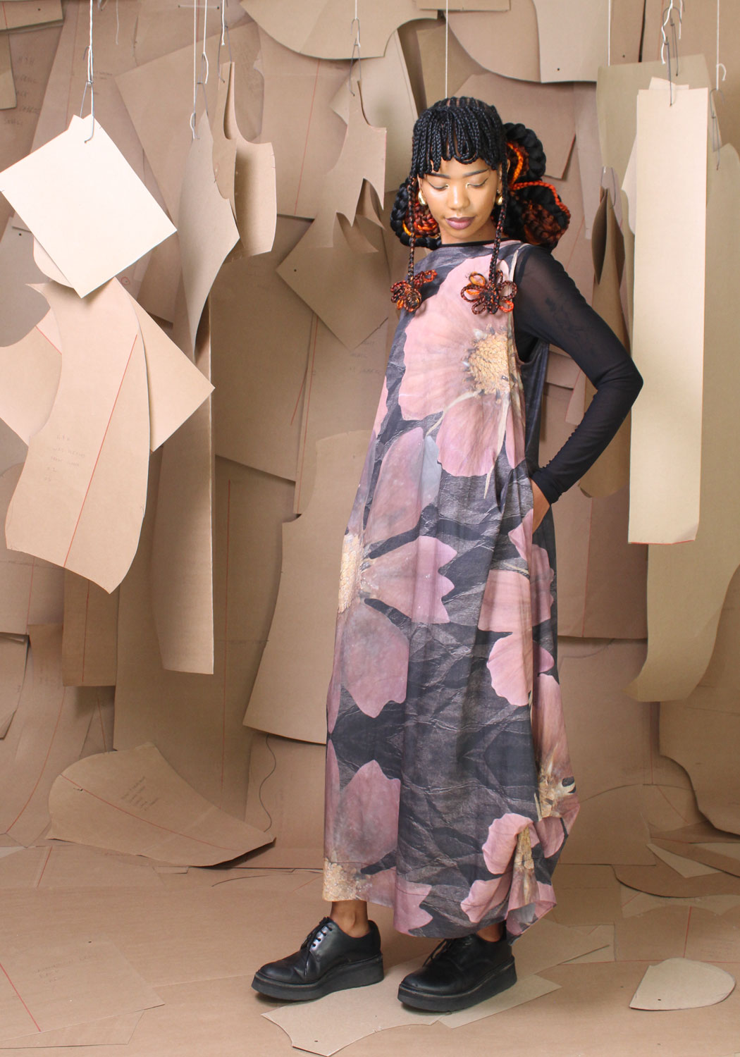 Vine Dress in Preserved Cosmos Print
