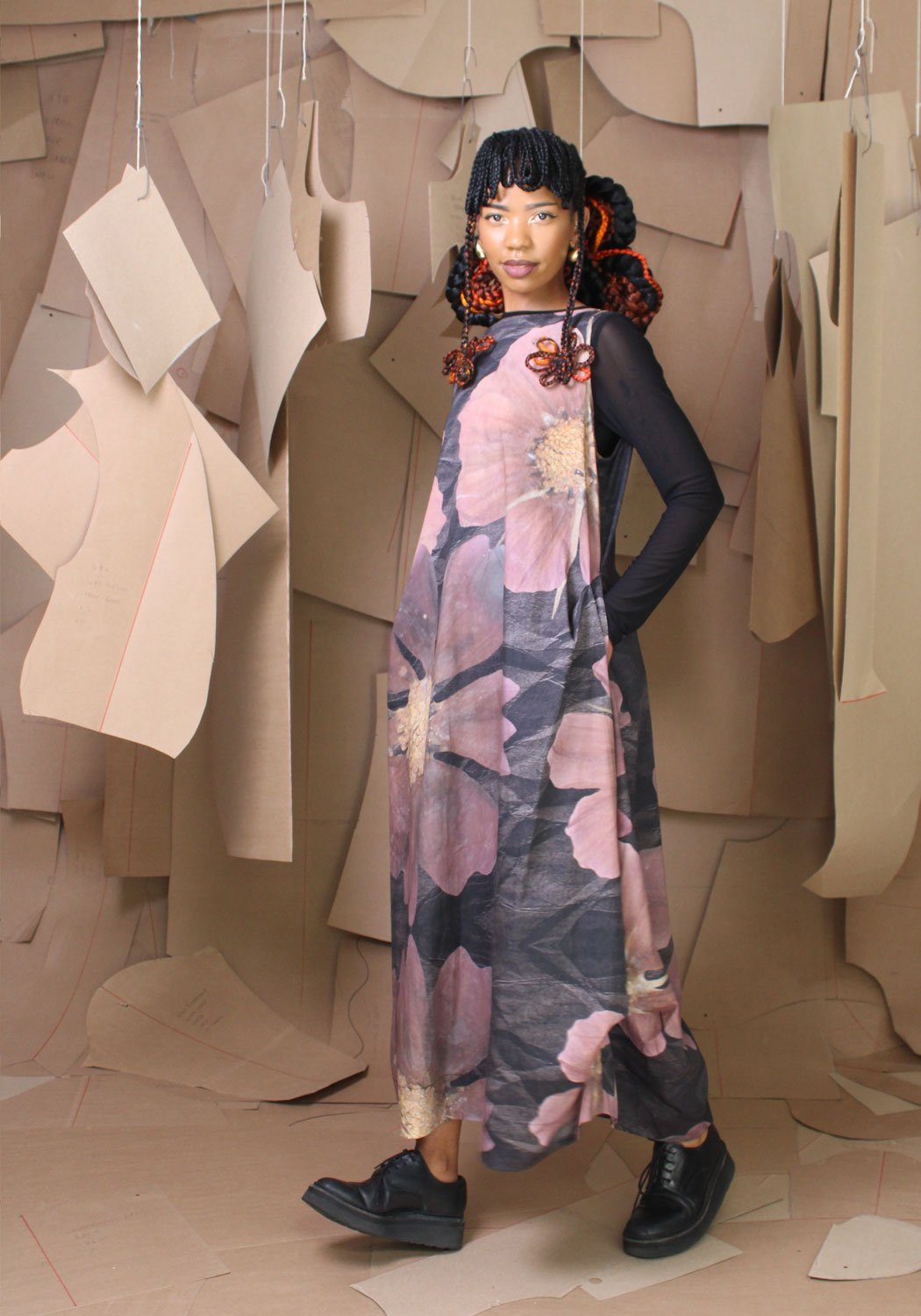 Vine Dress in Preserved Cosmos Print