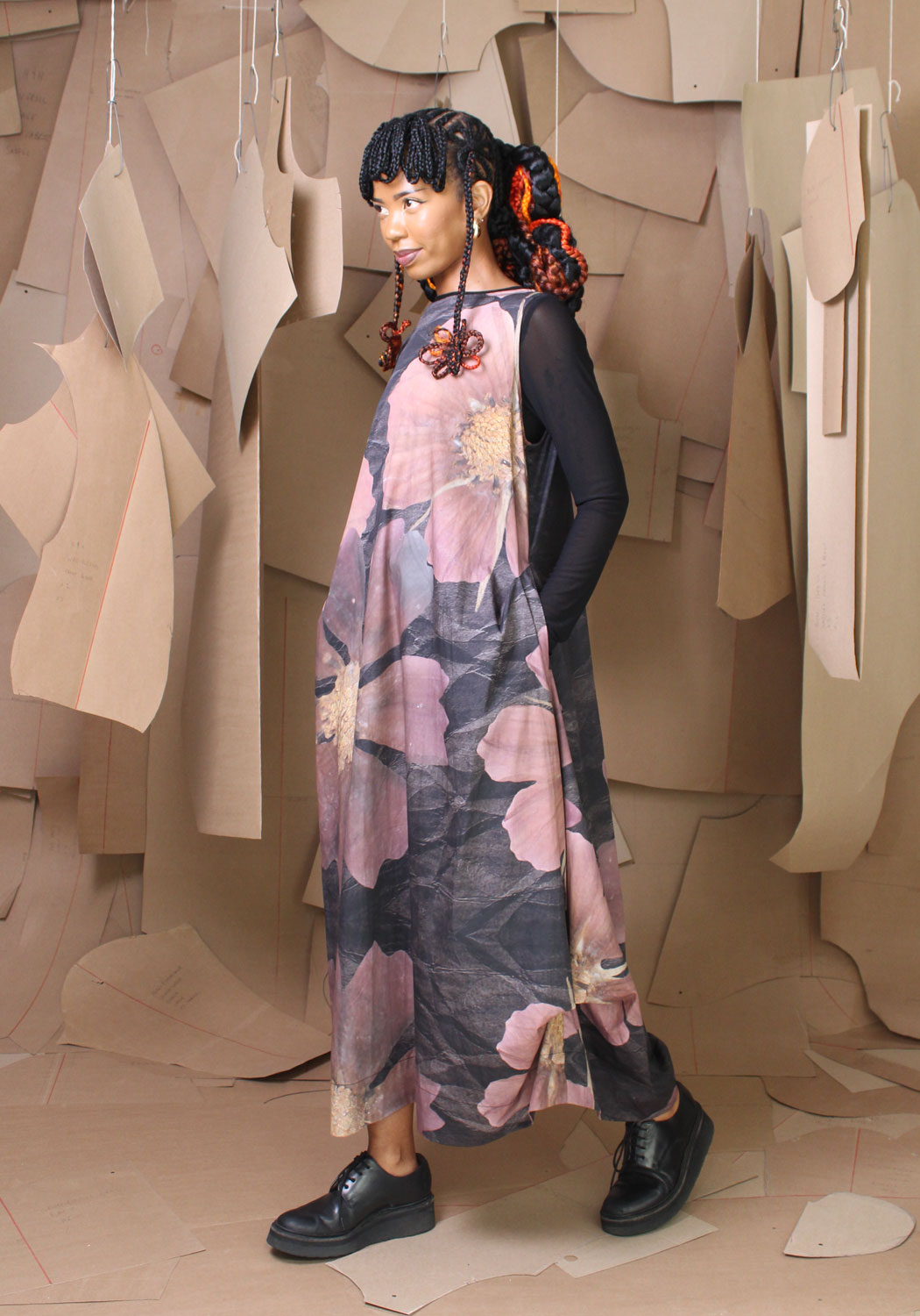 Vine Dress in Preserved Cosmos Print